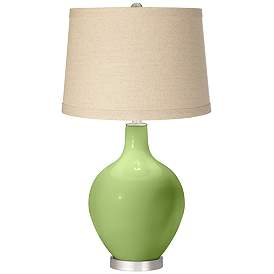 Image1 of Lime Rickey Burlap Drum Shade Ovo Table Lamp