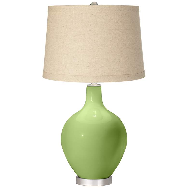 Image 1 Lime Rickey Burlap Drum Shade Ovo Table Lamp