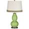 Lime Rickey Double Gourd Table Lamp with Scallop Lace Trim