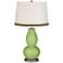 Lime Rickey Double Gourd Table Lamp with Wave Braid Trim
