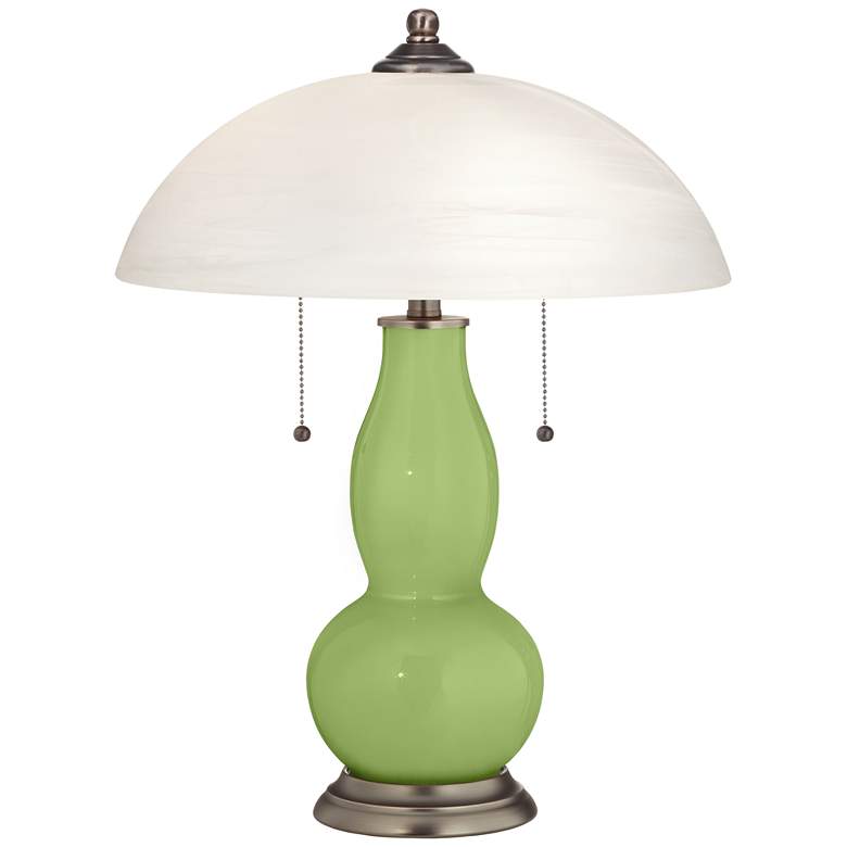 Image 1 Lime Rickey Gourd-Shaped Table Lamp with Alabaster Shade