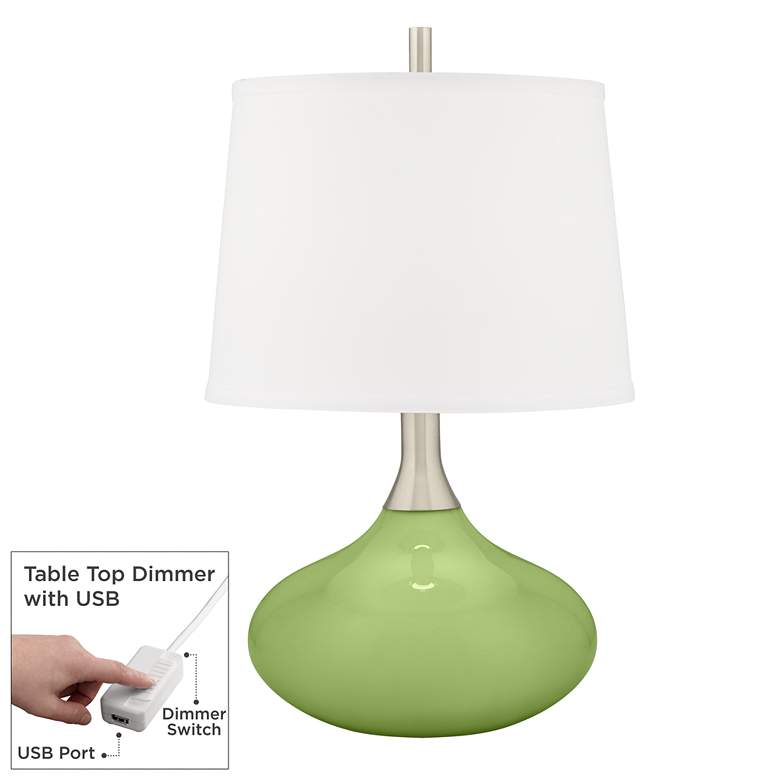 Image 1 Lime Rickey Green Felix Modern Table Lamp with Table Top Dimmer