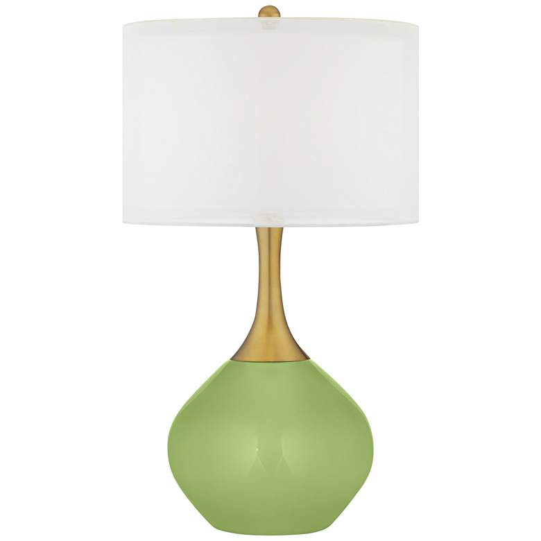 Image 1 Lime Rickey Green Nickki Brass Modern Table Lamp