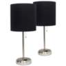 LimeLights 19 1/2"H Steel Black Accent Table Lamps Set of 2