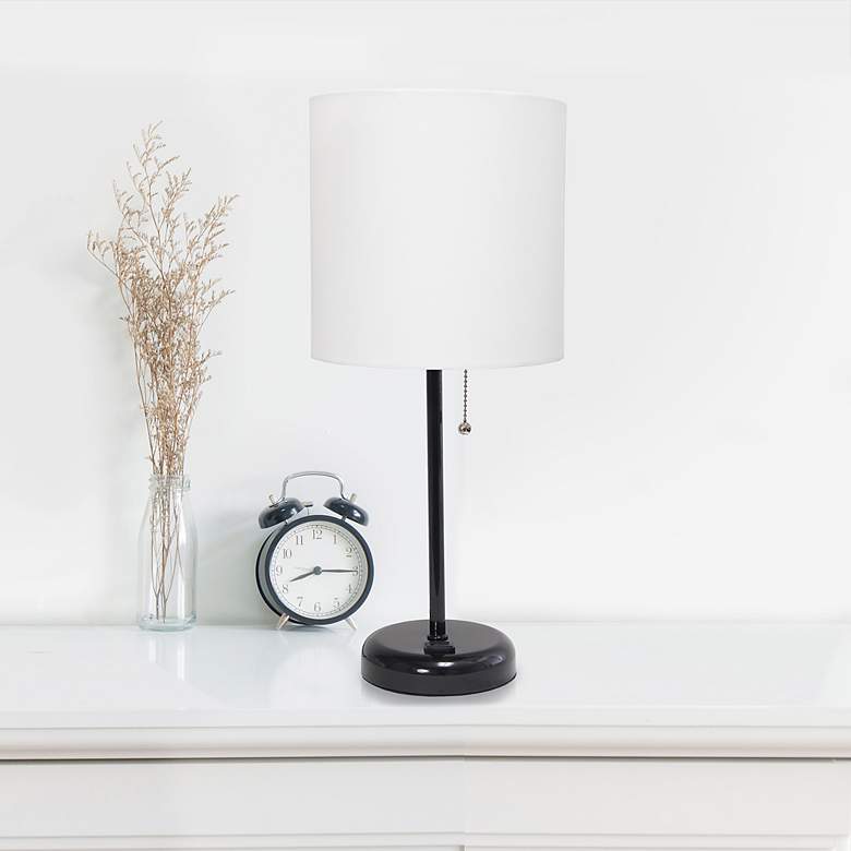 Image 1 LimeLights 19 1/2" High Black Stick Accent Table Lamp with Outlet