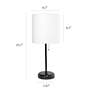 LimeLights 19 1/2" High Black Stick Accent Table Lamp with Outlet