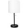 LimeLights 19 1/2" High Black Stick Accent Table Lamp with USB Port