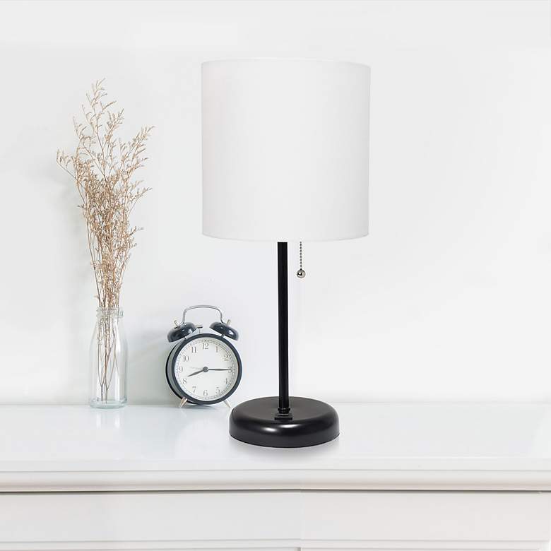 Image 1 LimeLights 19 1/2 inch High Black Stick Accent Table Lamp with USB Port