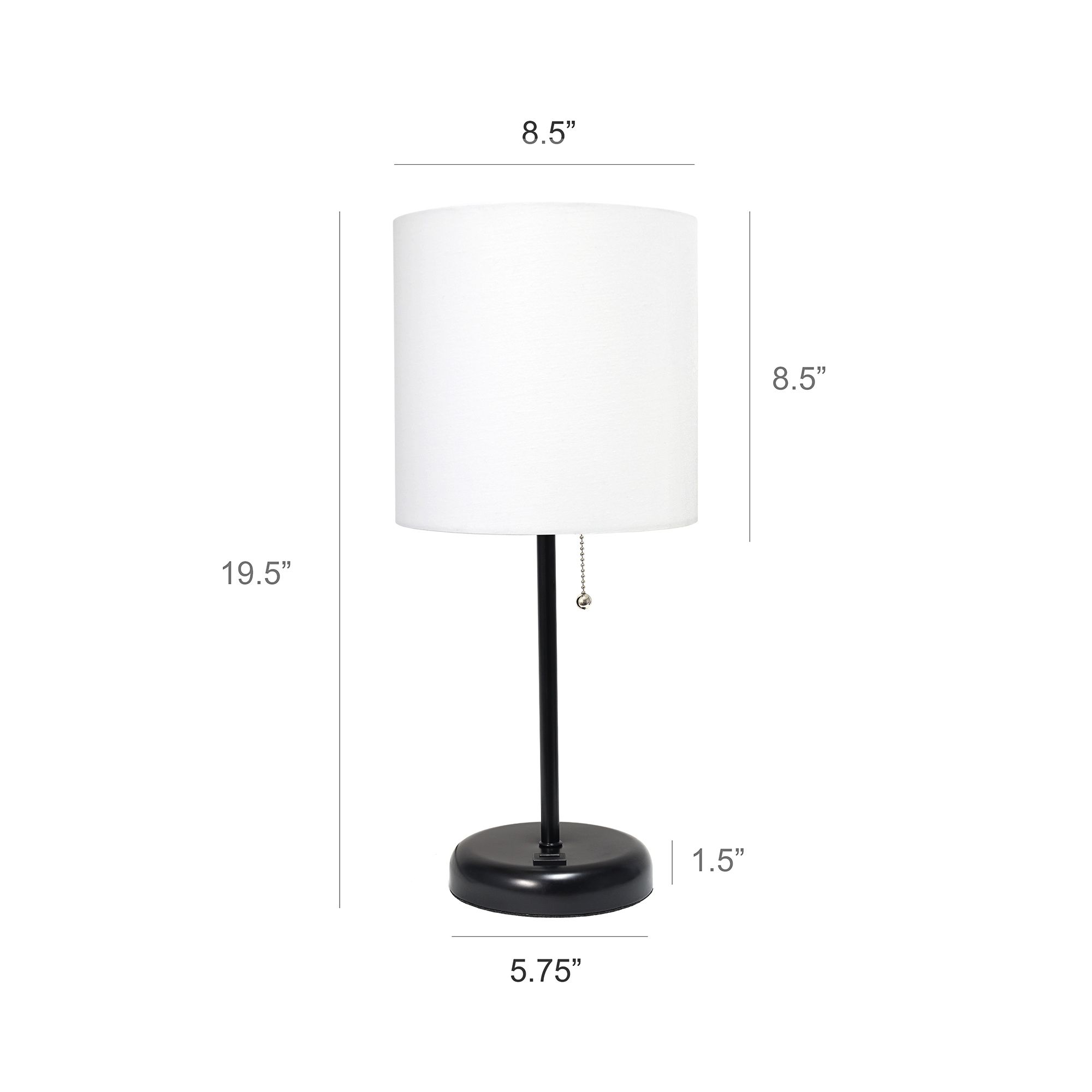LimeLights 19 1/2" High Black Stick Accent Table Lamp with USB Port