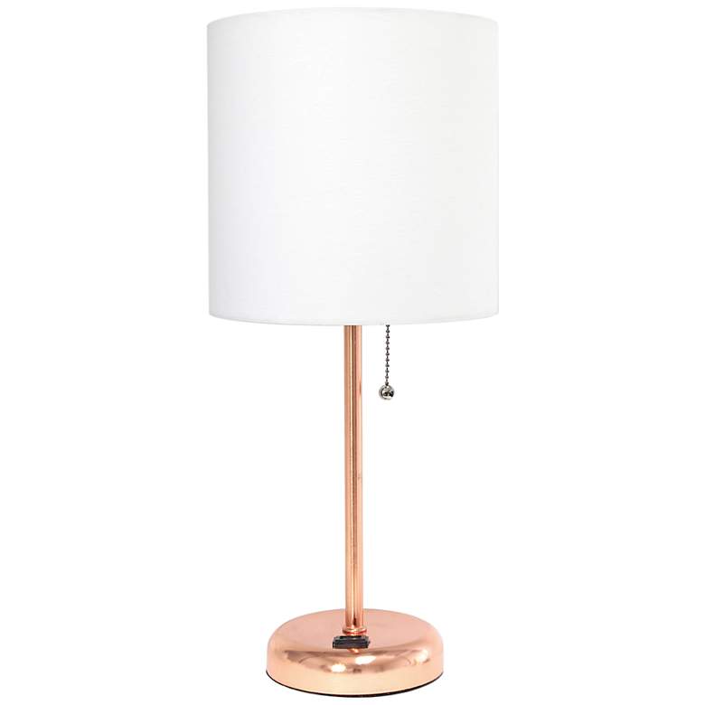 LimeLights 19 1/2&quot; High Rose Gold Stick Accent Table Lamp with Outlet