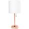 LimeLights 19 1/2" High Rose Gold Stick Accent Table Lamp with Outlet