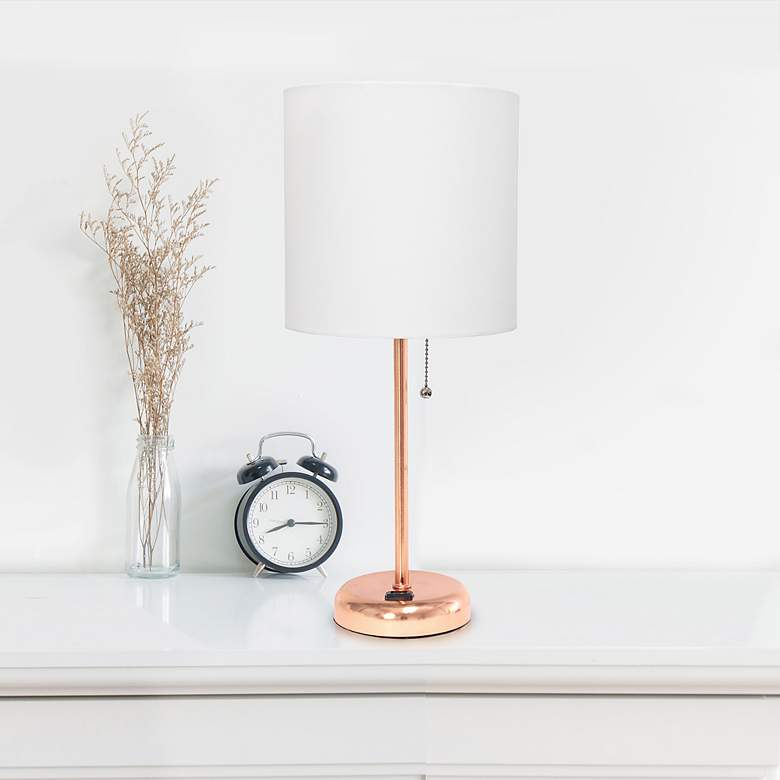 LimeLights 19 1/2&quot; High Rose Gold Stick Accent Table Lamp with Outlet