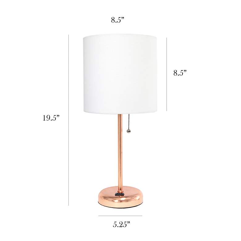 LimeLights 19 1/2&quot; High Rose Gold Stick Accent Table Lamp with Outlet more views