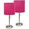 LimeLights 19 1/2" High Steel and Dark Pink USB Accent Lamps Set of 2