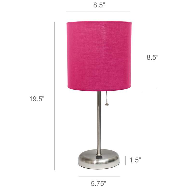 Image 6 LimeLights 19 1/2" High Steel and Dark Pink USB Accent Lamps Set of 2 more views