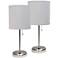 LimeLights 19 1/2" High Steel and Gray Shade USB Accent Lamps Set of 2