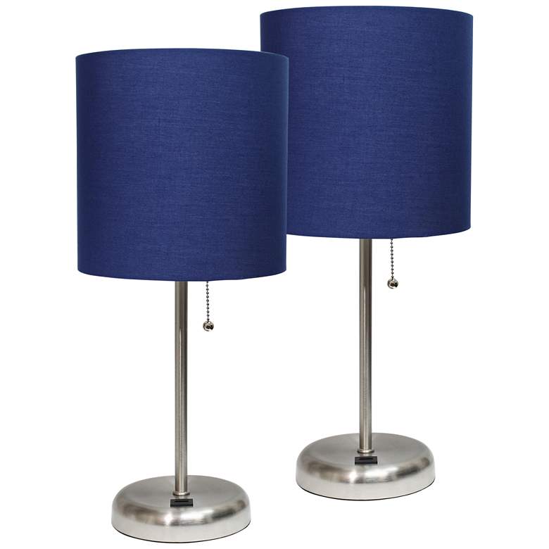 Image 1 LimeLights 19 1/2" High Steel and Navy Blue USB Accent Lamps Set of 2