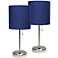LimeLights 19 1/2" High Steel and Navy Blue USB Accent Lamps Set of 2