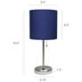 LimeLights 19 1/2" High Steel and Navy Blue USB Accent Lamps Set of 2