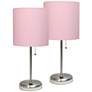 LimeLights 19 1/2" High Steel and Pink USB Accent Lamps Set of 2