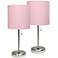 LimeLights 19 1/2" High Steel and Pink USB Accent Lamps Set of 2