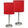 LimeLights 19 1/2" High Steel and Red Shade USB Accent Lamps Set of 2