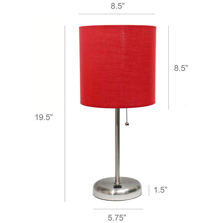 Image 6 LimeLights 19 1/2 inch High Steel and Red Shade USB Accent Lamps Set of 2 more views