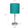 LimeLights 19 1/2" High Steel and Teal Shade USB Accent Lamps Set of 2