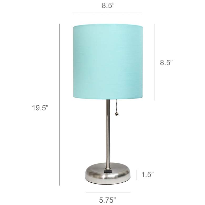 Image 6 LimeLights 19 1/2" High Steel Aqua Shade USB Accent Lamps Set of 2 more views