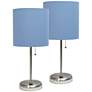 LimeLights 19 1/2" High Steel Blue Shade USB Accent Lamps Set of 2