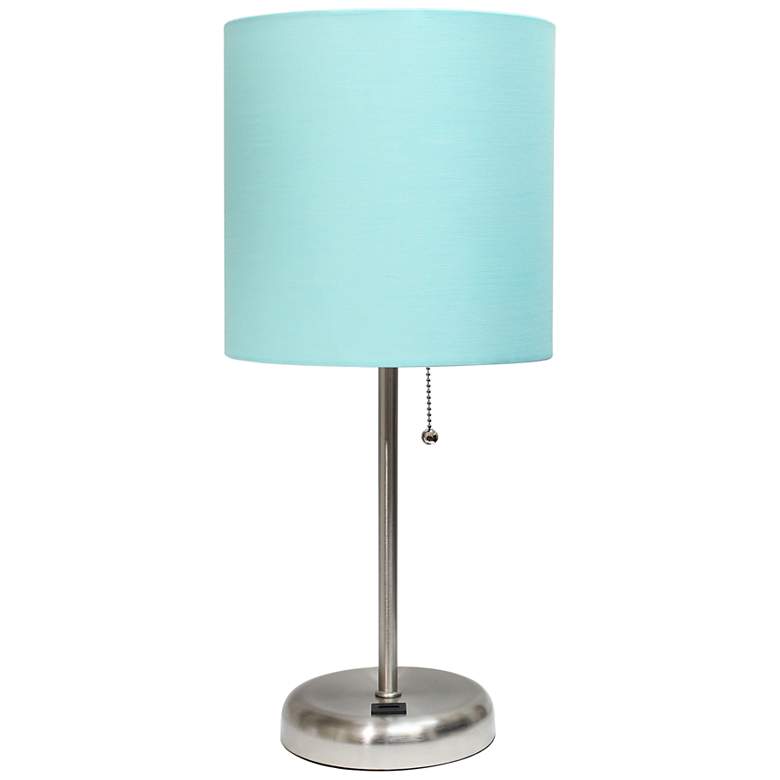 Image 2 LimeLights 19 1/2" High Stick Table Lamp with Aqua Shade and USB Port