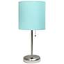 LimeLights 19 1/2" High Stick Table Lamp with Aqua Shade and USB Port
