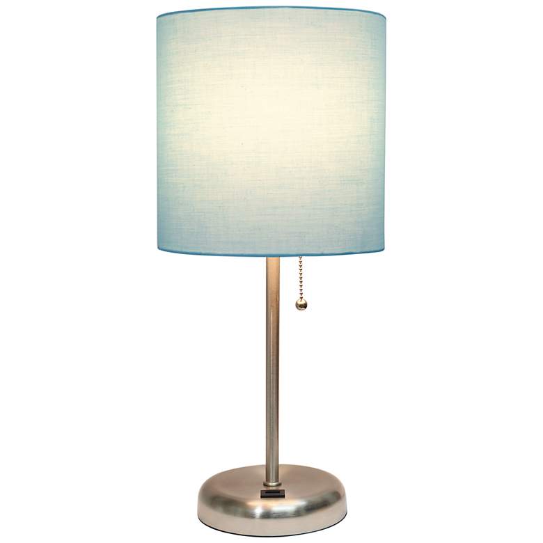 Image 7 LimeLights 19 1/2" High Stick Table Lamp with Aqua Shade and USB Port more views