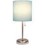 LimeLights 19 1/2" High Stick Table Lamp with Aqua Shade and USB Port