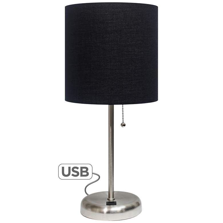 Image 2 LimeLights 19 1/2" High Stick Table Lamp with Black Shade and USB Port