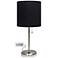 LimeLights 19 1/2" High Stick Table Lamp with Black Shade and USB Port