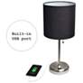 LimeLights 19 1/2" High Stick Table Lamp with Black Shade and USB Port