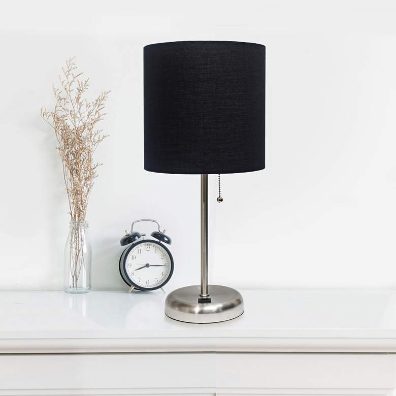 Image 6 LimeLights 19 1/2 inch High Stick Table Lamp with Black Shade and USB Port more views