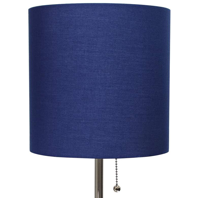 Image 3 LimeLights 19 1/2" High Stick Table Lamp with Navy Shade and USB Port more views