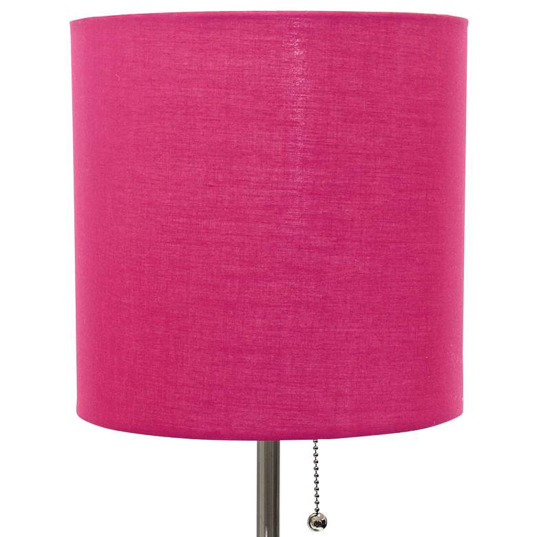 Image 3 LimeLights 19 1/2 inch High Stick Table Lamp with Pink Shade and USB Port more views