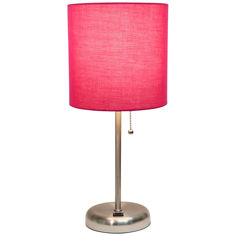 Image 7 LimeLights 19 1/2 inch High Stick Table Lamp with Pink Shade and USB Port more views