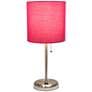 LimeLights 19 1/2" High Stick Table Lamp with Pink Shade and USB Port