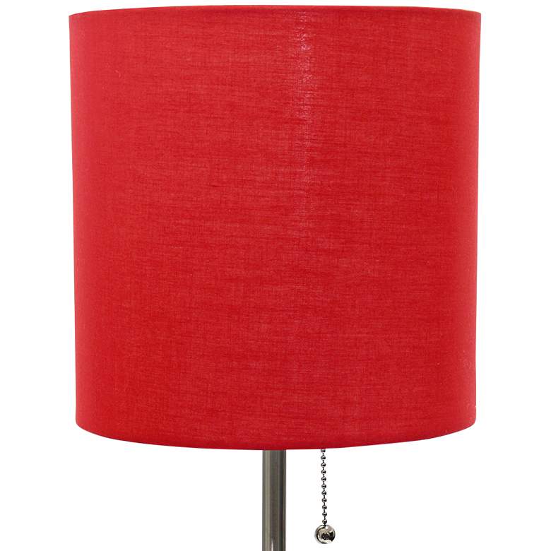 Image 3 LimeLights 19 1/2" High Stick Table Lamp with Red Shade and USB Port more views