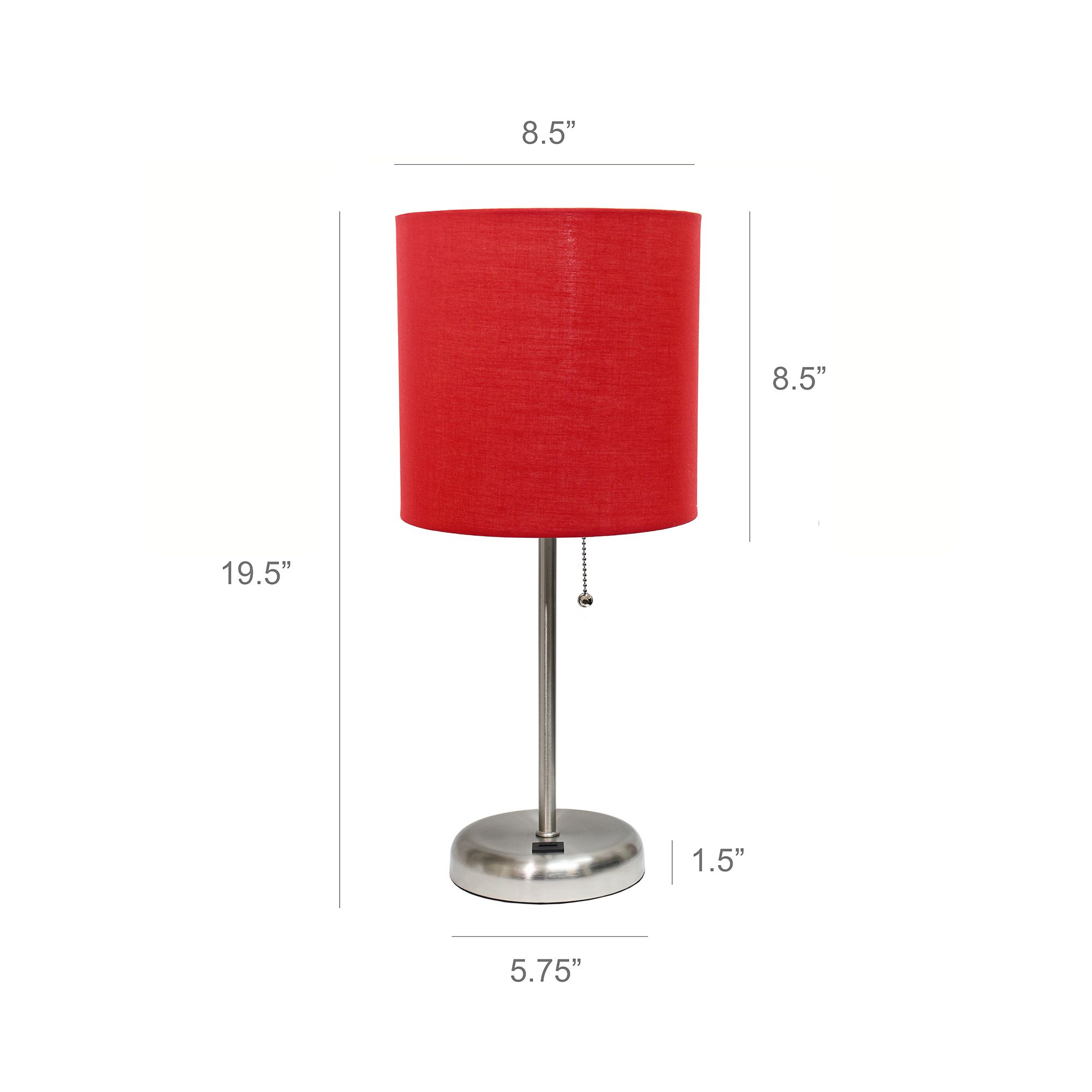 LimeLights 19 1/2" High Stick Table Lamp with Red Shade and USB Port