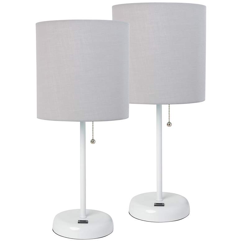 Image 1 LimeLights 19 1/2 inch High White and Gray USB Accent Lamps Set of 2