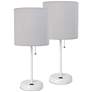 LimeLights 19 1/2" High White and Gray USB Accent Lamps Set of 2