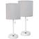 LimeLights 19 1/2" High White and Gray USB Accent Lamps Set of 2