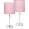 LimeLights 19 1/2" High White and Pink USB Accent Lamps Set of 2