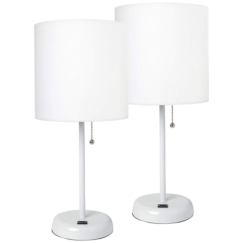 Image 1 LimeLights 19 1/2" High White Finish USB Accent Table Lamps Set of 2