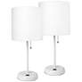 LimeLights 19 1/2" High White Finish USB Accent Table Lamps Set of 2